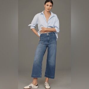 The Colette High Rise Crop Wide-Leg Jeans by Maeve Size 32
